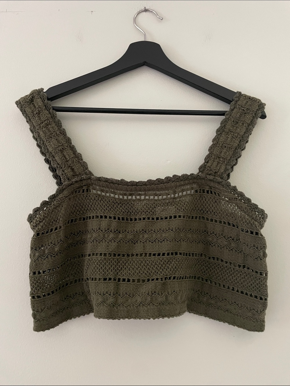 aerie Olive Crochet Crop Tank Top Excellent condition